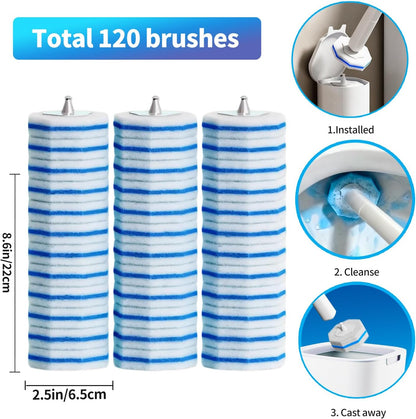 Hohoky 120pcs Bulk Pack of Disposable Toilet Brush Heads，Toilet Wand Refills for Toilet Bowl Brush Cleaner Pads,Toilet Brush Replacement Compatible Heads with Most Toilet Brushes