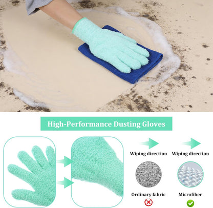 Abeillo Microfiber Gloves for Plants Dusting Cleaning, Reusable Washable Cleaning Gloves Mittens House Cars Blinds Dusting
