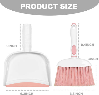 Mini Broom and Dustpan Set Small Broom with Dustpan Combo Set Portable Cleaning Tools for Home Office RV Learning Camping (White+Grey)