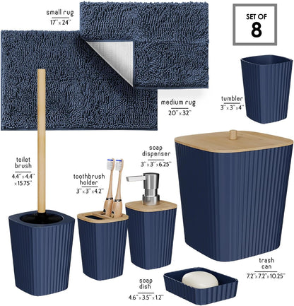 Clara Clark Bathroom Set - Sage Green Bathroom Accessories Set, 6PC Bathroom Accessory Set, Bathroom Sets with Toilet Brush, Trash Can & Soap Dispenser
