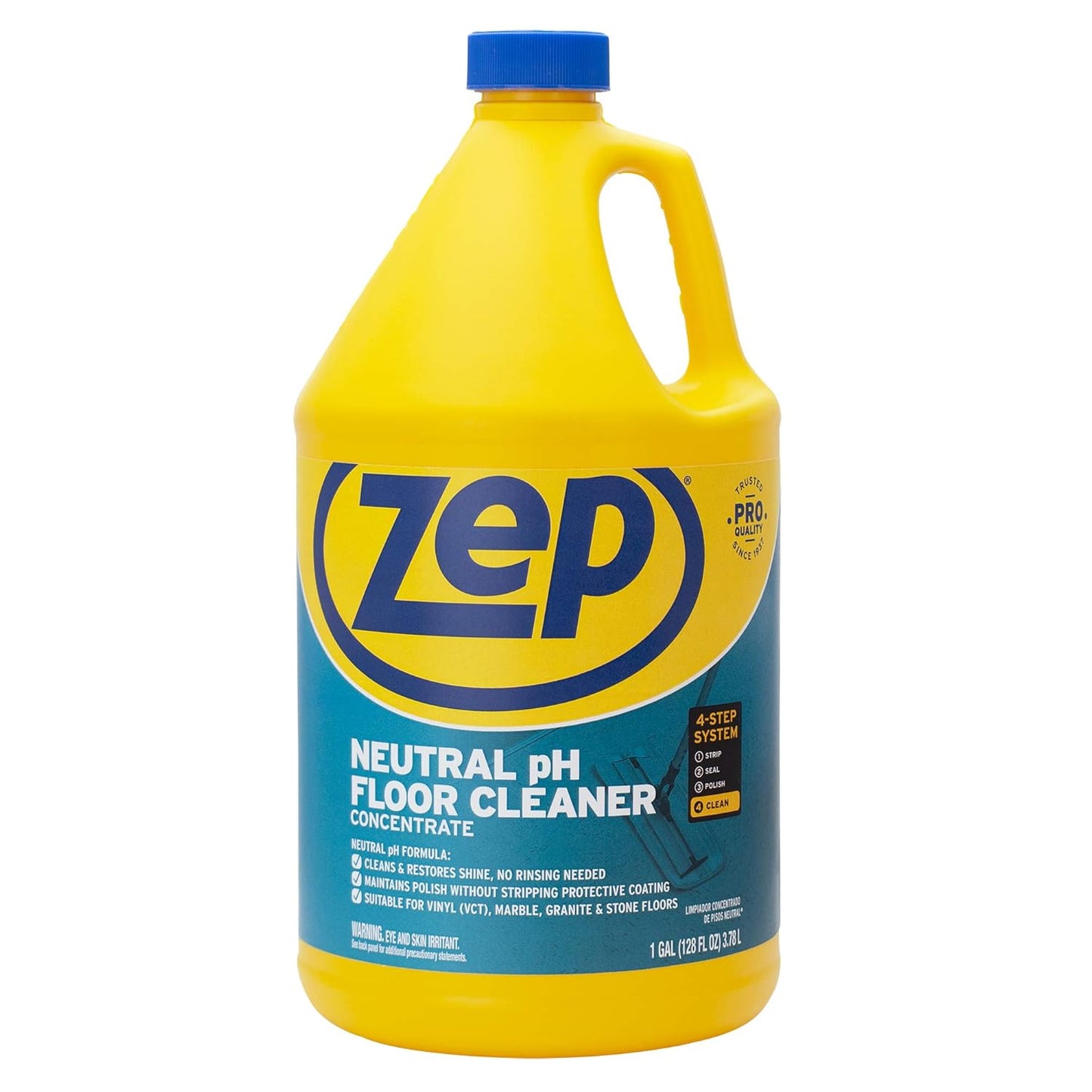 Zep Neutral PH Industrial Floor Cleaner - 1 Gallon - ZUNEUT128 - Concentrated Pro Trusted All-Purpose Floor Cleaner (Pack of 4)