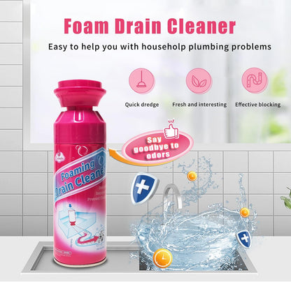 Drain Cleaner, Foaming Drain Cleaner and Deodorizer, Drains Clog Remover for Bathroom Sinks, Washbasin, Tubs (2 PCS)