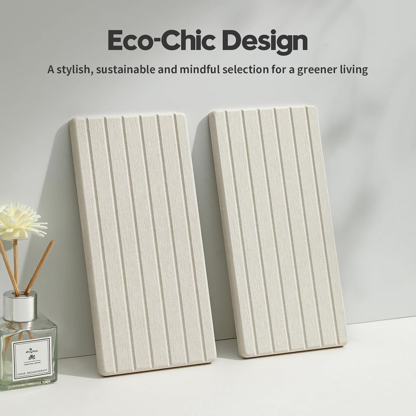 2PCS Water Absorbing Stone Drying Tray Mat for Bathroom Sink & Kitchen Counter Faucet Organizer, Quick Dry Dish Rack Soap Dispenser Sponge Holder, Vanity Sink Caddy Bar Coaster, Ivory White 8“x 4”