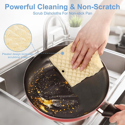 6PCS Non-Scratch Dish Scrubber for Kitchen,Reusable Cleaning Pads for Non Stick Frying Pans, Scouring Pad,Dishwasher Safe,Soft Dish Sponges for Washing Dishes, Scratch-Free Glass Cooktop Pads