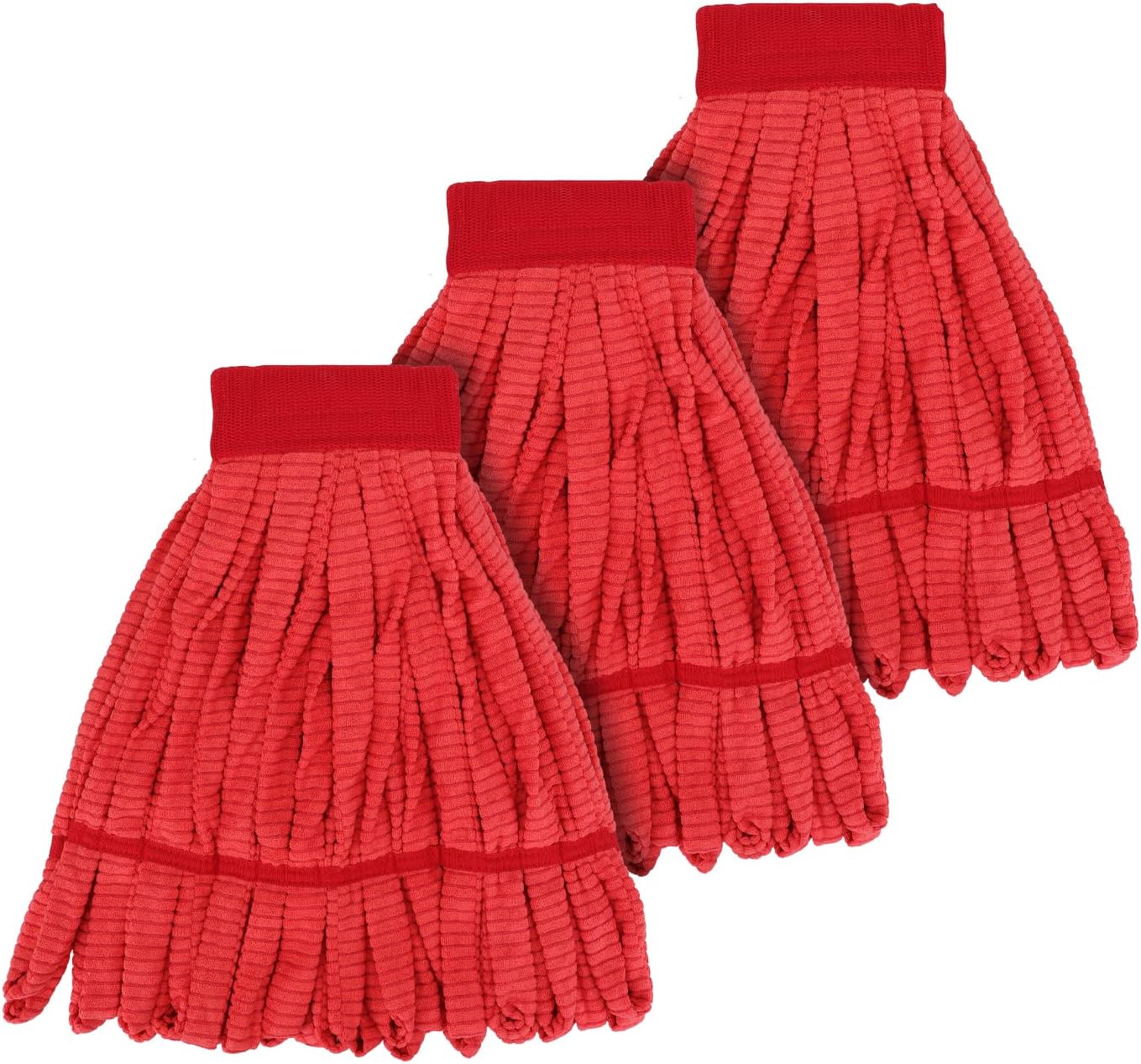 Heavy Duty Commercial Mop Head Replacement Microfiber Tube Mop Heads for Floor Cleaning: 3 Packs Looped End Wet Mop Head Refill for Home Commercial Industrial Use (Yellow)