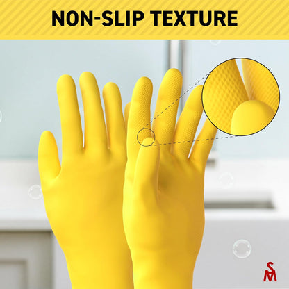 SteadMax 3/6 Pairs Cleaning Gloves, Reusable Natural Rubber Dish Gloves, Non-Slip Gloves for Kitchen and Household