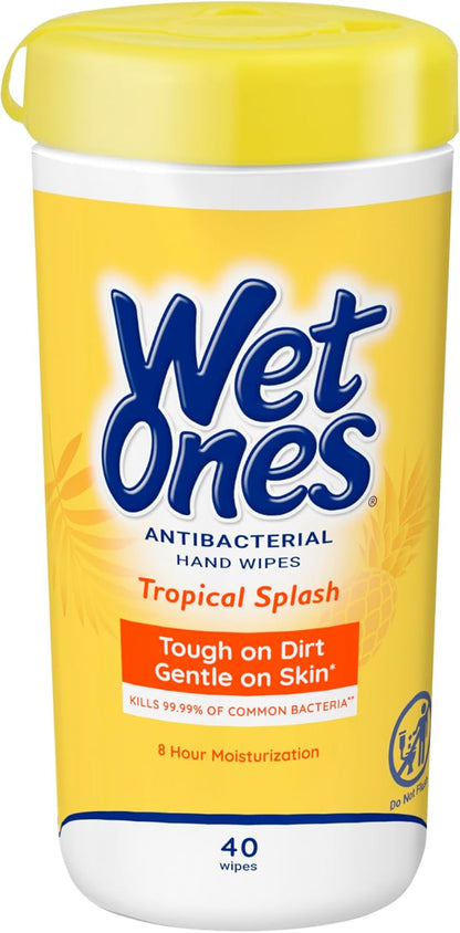 Wet Ones Antibacterial Hand Wipes, Tropical Splash Wipes, Antibacterial Wipes, Hand Sanitizer Wipes, Wet Ones Wipes, 40ct Canister
