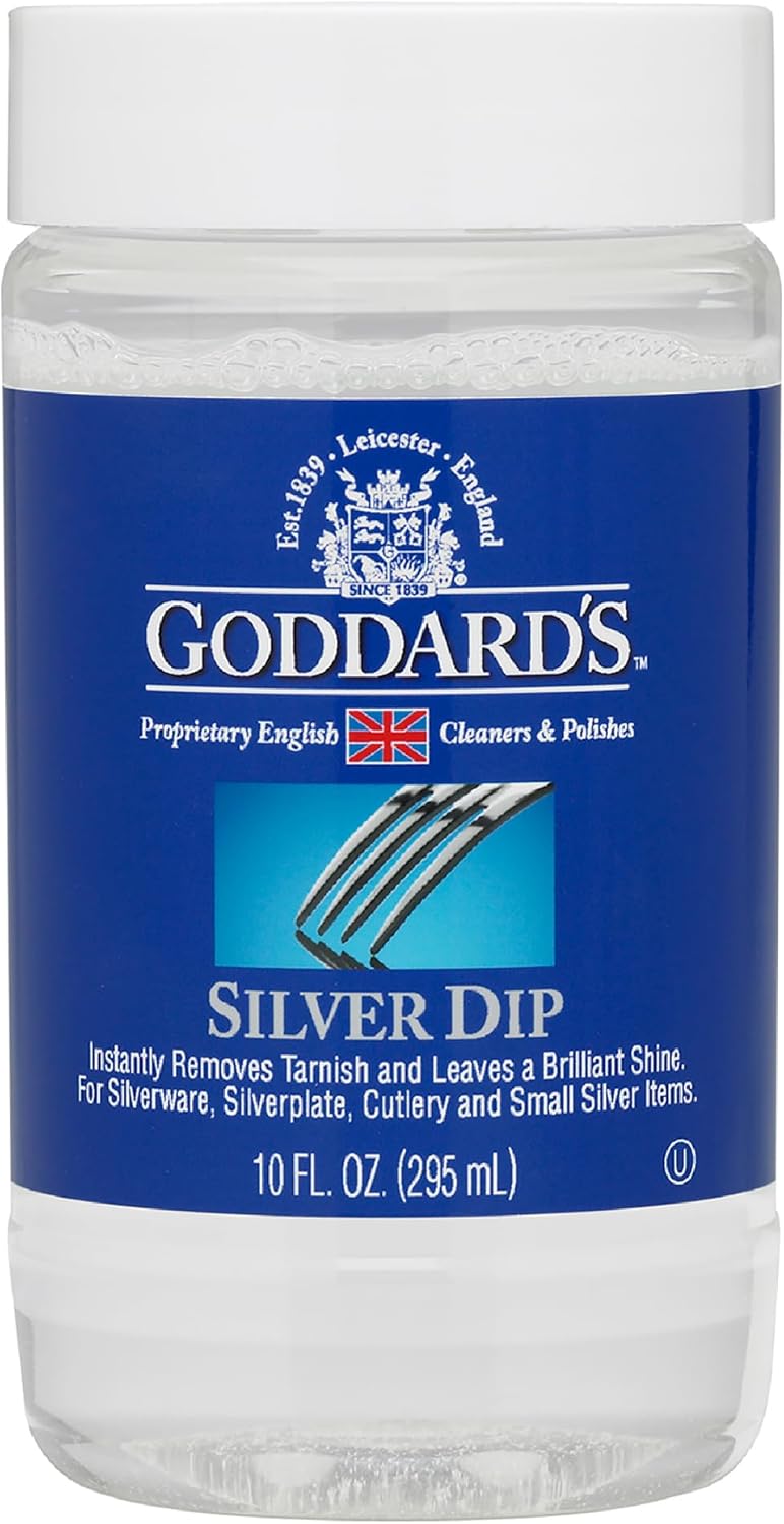 Goddard's Silver Cleaner Dip – Silver Jewelry Cleaner Solution for Filigree Metalwork & Small Items – Professional Use Tarnish Remover – Silverware Cleaning Supplies (10 oz)