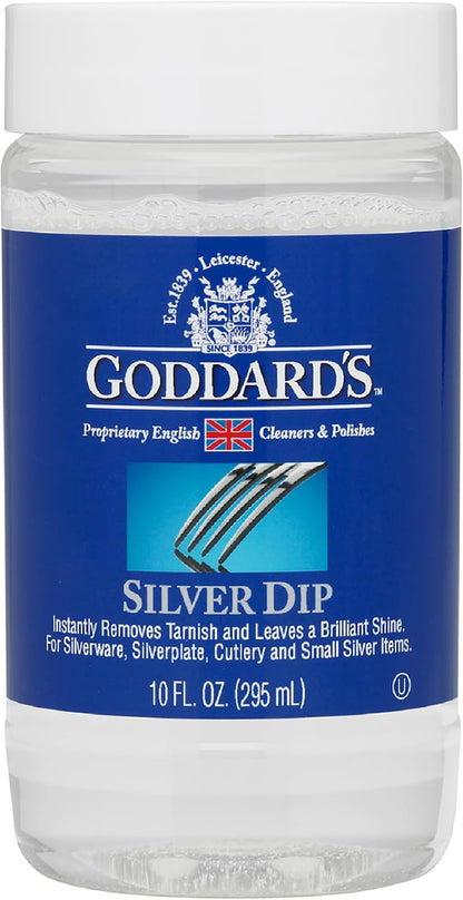 Goddard's Silver Cleaner Dip – Silver Jewelry Cleaner Solution for Filigree Metalwork & Small Items – Professional Use Tarnish Remover – Silverware Cleaning Supplies (10 oz)