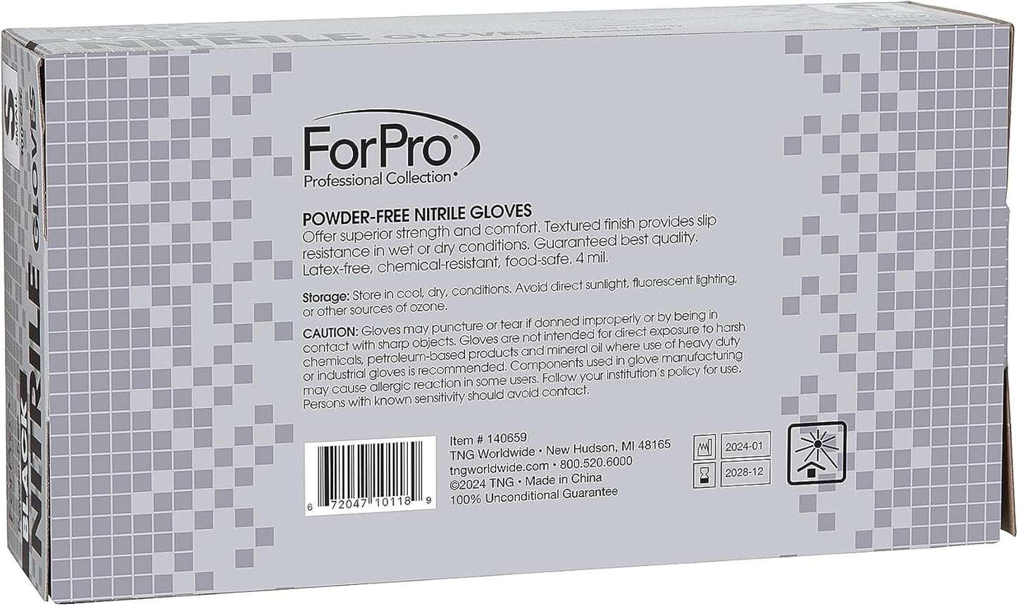 ForPro Disposable Nitrile Gloves, Chemical Resistant, Powder-Free, Latex-Free, Non-Sterile, Food Safe, 4 Mil