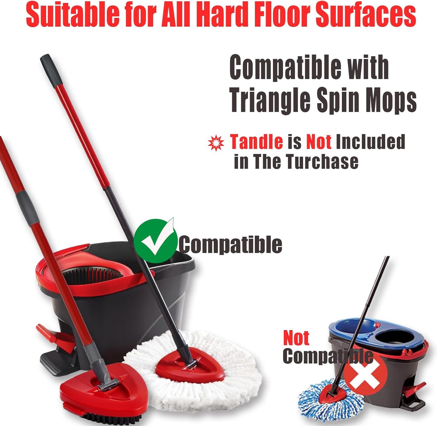 7-Pack Mop Heads Replacements for Ocedar EasyWring 1 Tank,Microfiber Spin Mop Refills, Deep Cleaning, Easy to Replace, Machine Washable