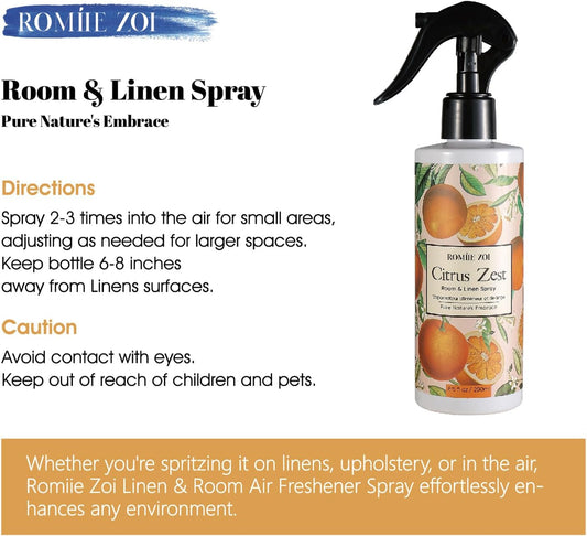 ROMIIE ZOI Room Spray Lemon, Air Freshener Spray Made with Natural Plant Extract, Scented Room Spray for Home Fragrance Fabric Spray Freshener 8.5 FL OZ