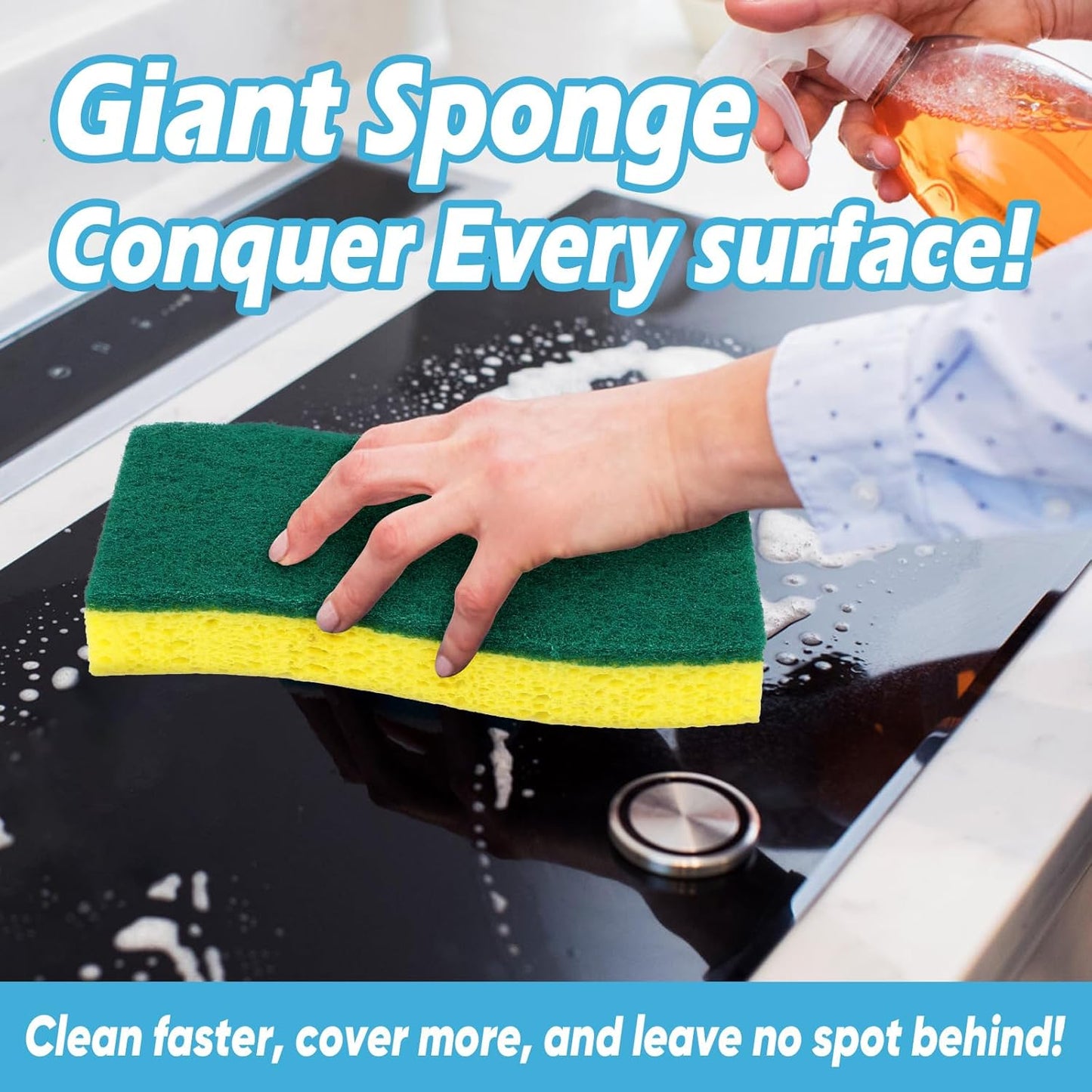 AIDEA XL Sponges Kitchen, 12Count, Non-Scratch Dish Sponges, Large Natural Sponge for Non Stick Cookware, Cellulose Cleaning Sponge for Dishes, Bathroom, Household