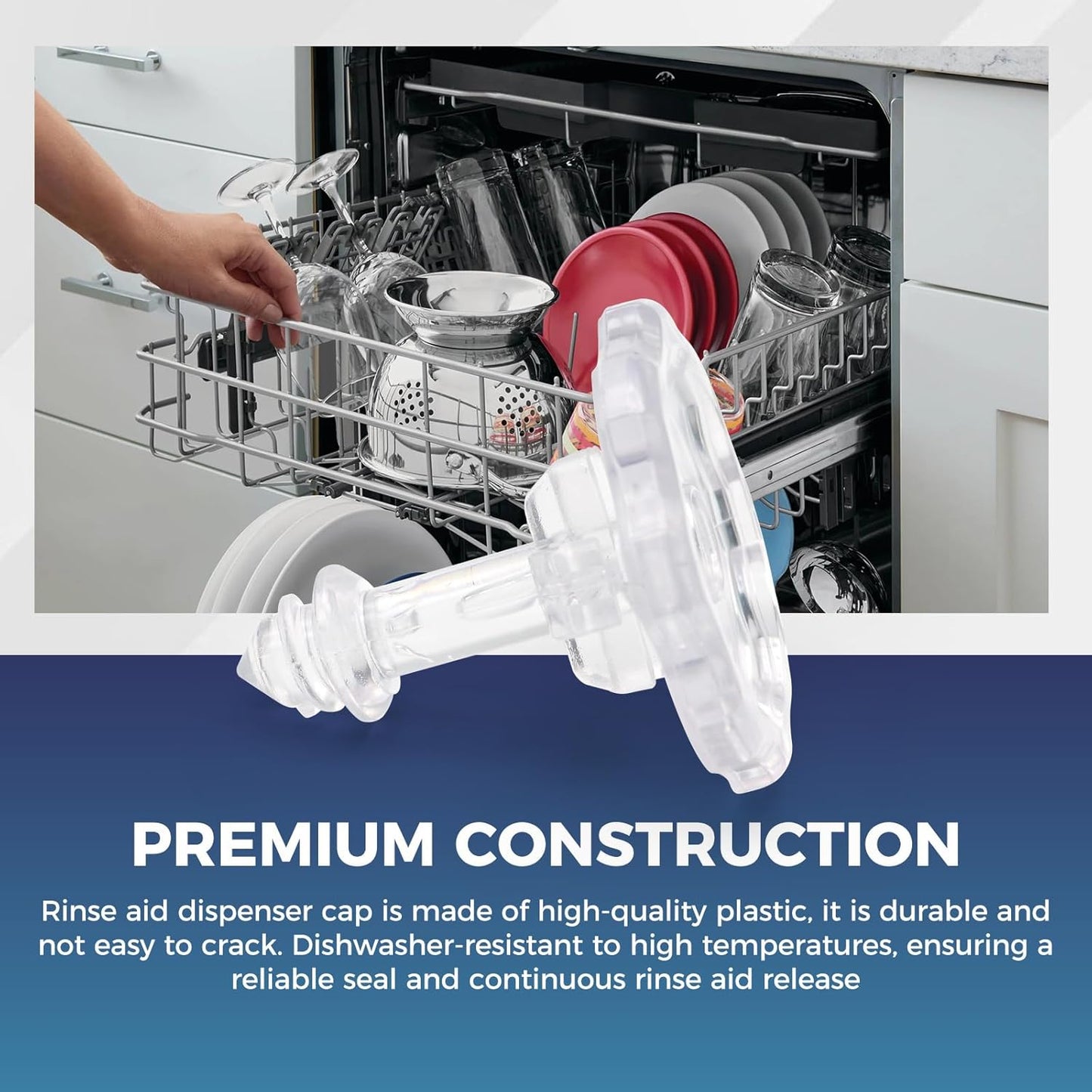 WP3378134 Dishwasher Rinse Aid Cap Compatible with Whirlpool Maytag KitchenAid Jenn-Air Dishwashers, Rinse Aid Dispenser Cap Replacement AP6008208 3378134 3369155 3369200 3369512