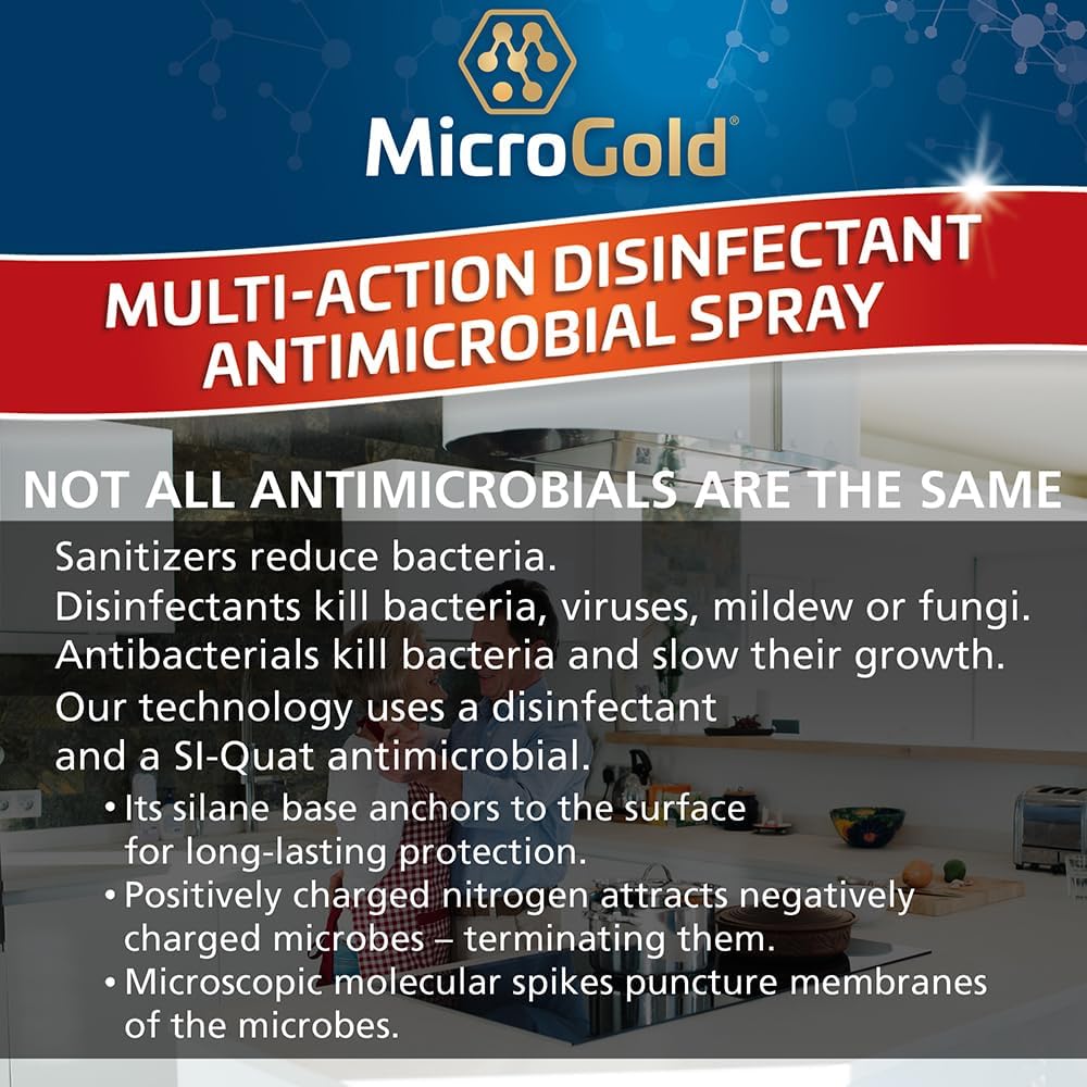 MicroGold Multi-Action Disinfectant Antimicrobial Spray Tested and Proven Effective to Kill the COVID-19 Virus, Kills 99.9% of Viruses and Bacteria, 24 Fluid Ounces, 1 Pack, Packaging May Vary