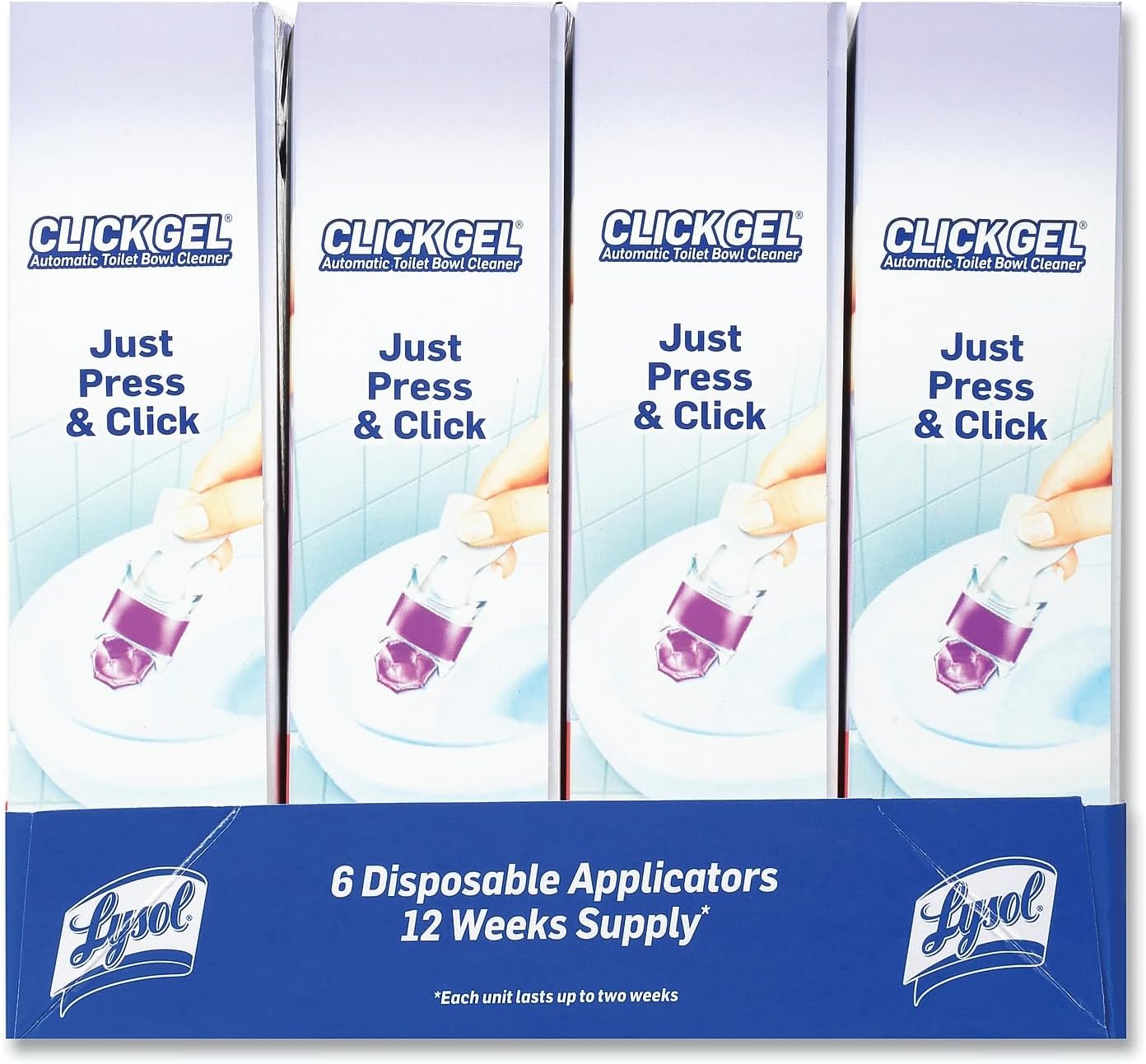 Lysol Click Gel Automatic Toilet Bowl Cleaner, Toilet Gel Stamp, Toilet Freshener, Bathroom Essentials, Refreshing Mango & Hibiscus Scent, 6 Count (Pack of 1)