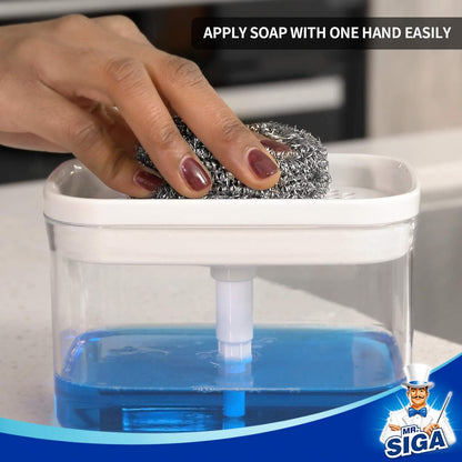 MR.SIGA Dish Soap Dispenser for Kitchen,2 in 1 Premium Sponge Holder, Dishwashing Soap Pump Dispenser for Countertop, Black