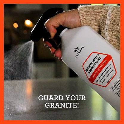 TriNova Granite Cleaner & Polish for Daily Use - Made in USA, Enhances Shine, Streak-Less - for Counter-Tops, Marble, Stone, Bathroom Tile Kitchen, & Islands - 18 fl oz