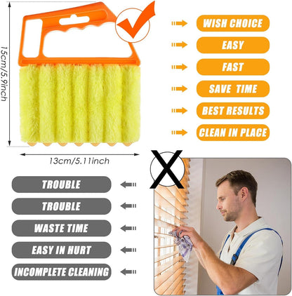 Geiserailie 1 Pcs Window Venetian Blind Cleaner Duster Tool Washable 7 Fingers Dusting Cleaner and Air Vent Shutter Brush Blinds Air Conditioner Fan Duster Dirt Housekeeping Tool (Orange)