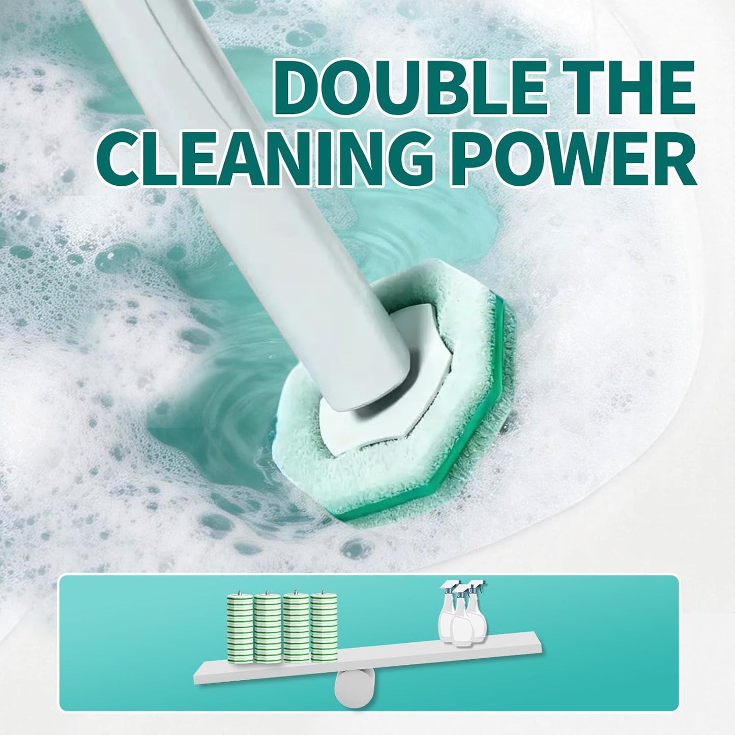 Disposable Toilet Brush, Toilet Bowl Cleaning System with 48 Count Wand Refill, Clean Brush Starter Kit with 1 Toilet Wand, 1 Storage Caddy and 1 wall Sticker (White)
