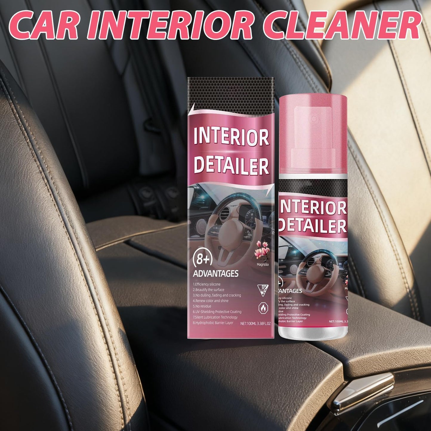 2pcs Car Interior Cleaner,Deep Cleaner Polishing, Large 15 Ounce Capacity Interior Detailer, Tire Cleaner, Suitable for Cleaning Rubber, leather Surfaces Inside the Car