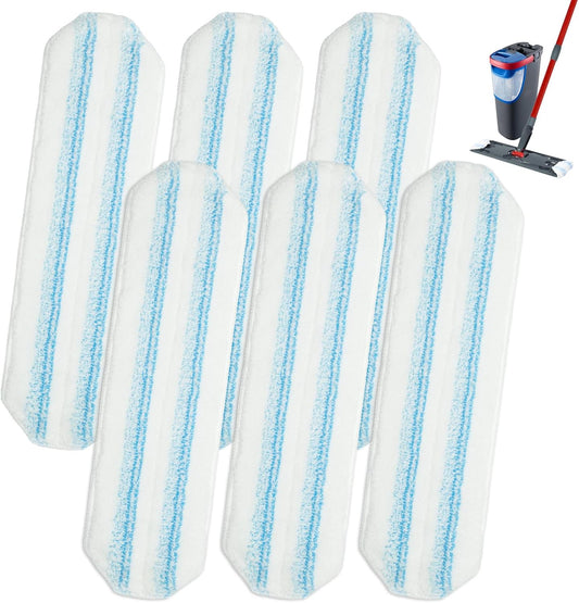 Mop Pads for OCedar H2prO Flat Mop System, 6 Pack Mop Heads Replacements for Ocedar H2prO Flat Mop, Microfiber Reusable Machine Washable Durable Long-Lasting Mop Refills Safe on Various Floors
