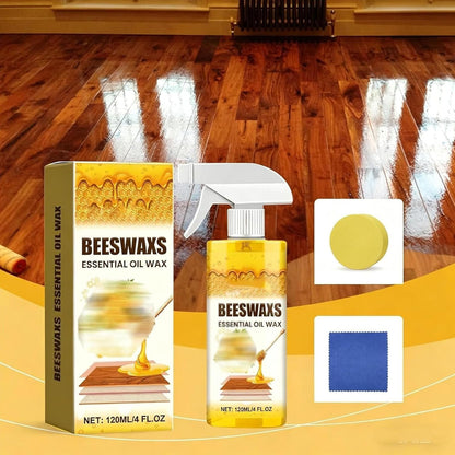 Natural Beeswax Furniture Polish, Beeswax Repairing and Care Spray, Essential Oil Wax for Floors, Bees Wax Furniture Polish and Cleaner with Sponge and Towel (1pcs)