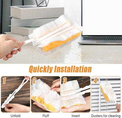 100 Pcs Duster Refills Bulk, Thickened Duster Refill Electrostatic Duster Head, Duster Refills for Cleaning with 4 Handles, Disposable Duster Refills for Cleaning Blinds, Ceiling Fans(Blue)