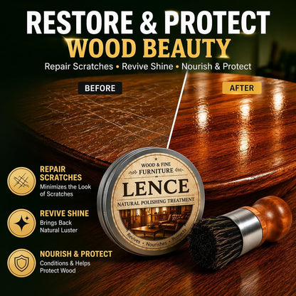 Lence Furniture Balm – All-in-One Wood Scratch Repair, Polishing & Multi-Surface Cleaner for Home & Countertops - Includes Application Brush(1pcs)