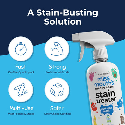 Miss Mouth's Messy Eater Stain Treater Spray - 4oz 2 Pack Stain Remover - Newborn & Baby Essentials - No Dry Cleaning Food, Grease, Coffee Off Laundry, Underwear, Fabric