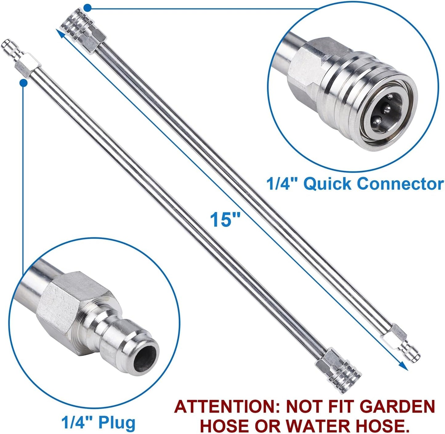 Biswing 14" Pressure Washer Surface Cleaner with 4 Wheels, Stainless Steel Power Washer Accessory for Driveways Sidewalks Patios Cleaning, 1/4" Quick Connector, 2 Extension Wand Attachments, 4000 PSI