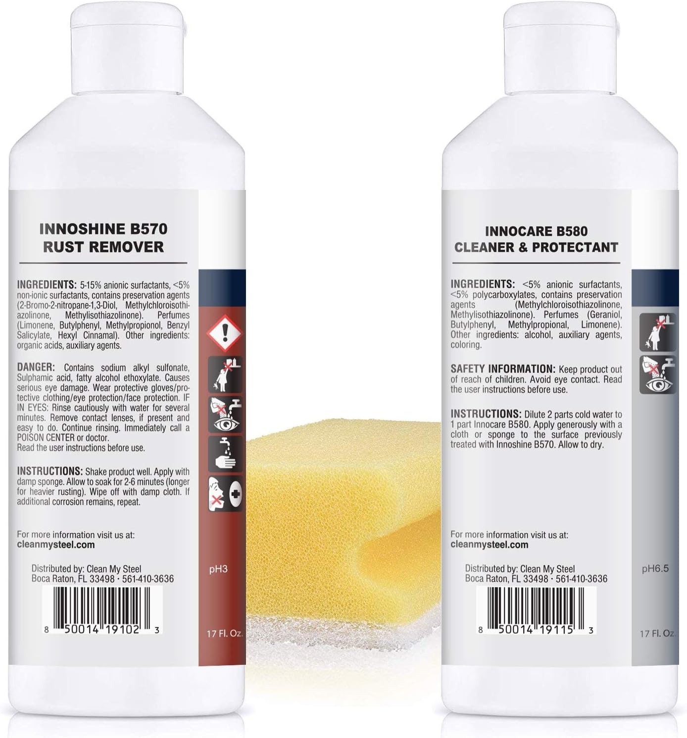 CLEAN MY STEEL Innoshine B570 Stainless Steel Rust Remover and Cleaner, NSF Certified, Approved for Food Contact Areas, 4 oz