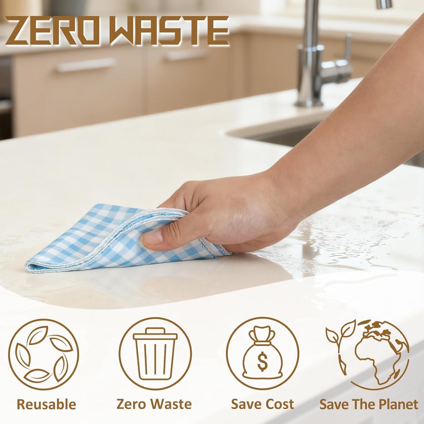 25 Pack Reusable Paper Towels, Paperless Towels Roll Washable Cotton Cloth for Kitchen Towels Zero Waste Products Alternative Paper Towels Alternative (Bohemian)