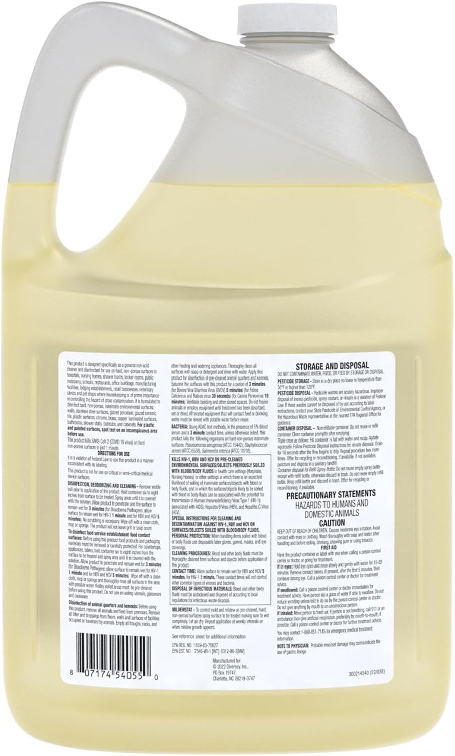 VIREX Diversey CBD540540 All Purpose Disinfectant Cleaner, For Home & Commercial Use, Kills 99.9% of Germs, Multi-Surface, Lemon Scent, Capped Ready-to-Use Spray, 32-Ounce