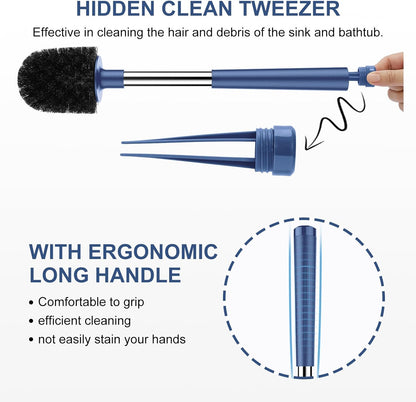 SetSail Toilet Brush and Holder, Self Closing Lid Toilet Bowl Brushes Holder and Extra Long Handle Ventilated Toilet Brush Set for Bathroom Cleaning, Nylon Bristles, Black