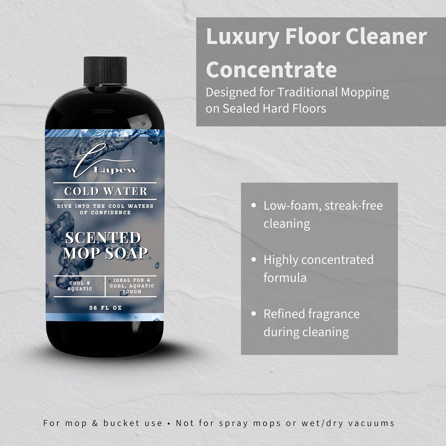 Lapew Santal Scented Mop Soap - Luxury Floor Cleaner Concentrate for Mopping Tile, Laminate, Vinyl & Hardwood | Streak-Free, Low-Foam | 36 oz - Colors A