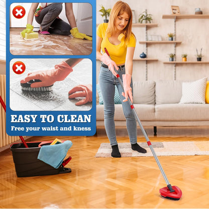 Spin Mop Scrub Brush Replacement (2 Pack +1 Base) for Ocedar RinseClean 2-Tank System – Stiff Bristles for Deep Grout & Tile Cleaning, Heavy Duty Bathroom & Kitchen Scrubber, Long-Lasting Gray Heads