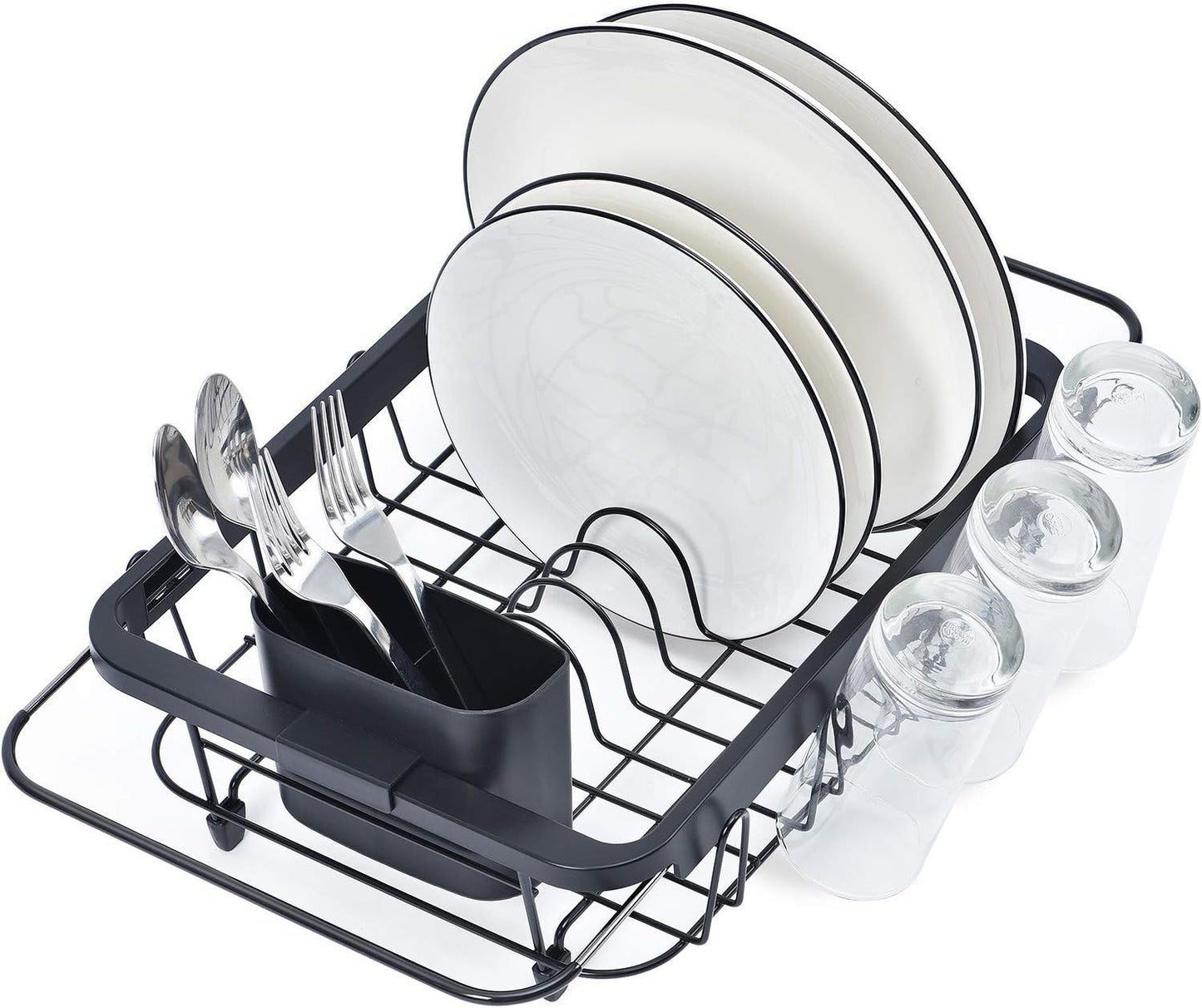 TOOLF Expandable Sink Caddy with Dish Towel Bar, Adjustable Over-The-Sink Organizer for Kitchen, Rustproof Sponge Holder and Drying Rack