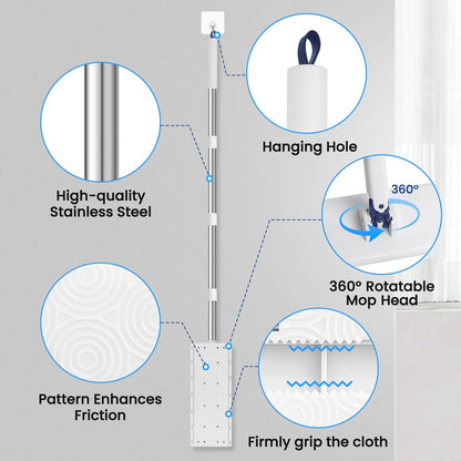 Snap Grip Mini Mop with 6 Washable Pads, Dust Mop Household Items for Wall Window Ceiling, Lazy Dry Wet Mops for Floor Cleaning for Home Kitchen Bathroom, Zero-Touch Flat Floor Mops with 47" Handle