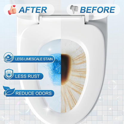 KIISIISO Toilet Bowl Cleaners 6 Bottles, Automatic Long-Lasting Toilet Bowl Cleaner Tablets in Bottle, for About 6 Months' Supply, Blue