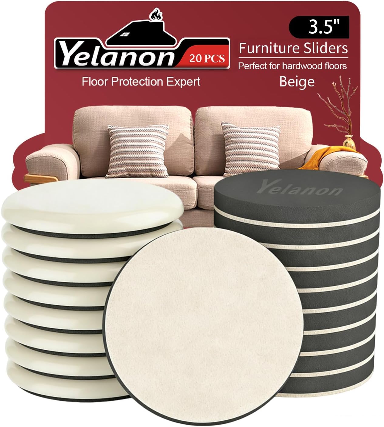Yelanon Pro-Grade Furniture Sliders for Hardwood, Tile, Vinyl & Carpet – Heavy Duty Floor Protectors for Furniture – Essential Moving Tools for Cleaners, Offices, and Event Setup