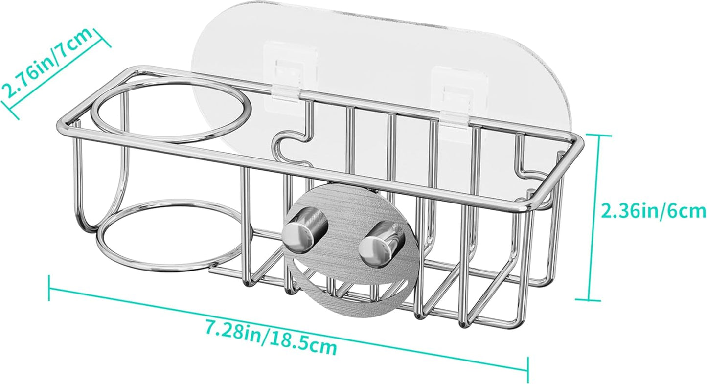 HapiRm 4 in 1 Kitchen Organizers and Storage, SUS304 Stainless Steel Brush Holder + Dish Cloth Hanger + Soap Rack + Sink Stopper Rack, No Drill Kitchen Essentials - Black