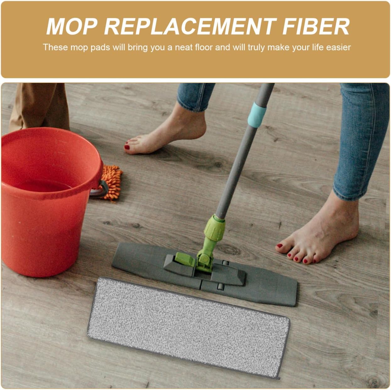 Ciieeo 5-Pack Microfiber Mop Refills - 15x5 Inch Large Replacement Pads - Washable & Reusable Cleaning Cloths for Hardwood, Tile & Laminate Floors - Thickened Fiber Floor Mopping Pads