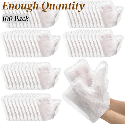 Noamus 100 Pcs White Microfiber Dusting Gloves, Disposable Artisan Dust Cloth Remove Mitt, Dual-Sided Dust Wipes Feather Dusters for Indoor Plants Furniture, House Cleaning Pet Hair, Electronic Device