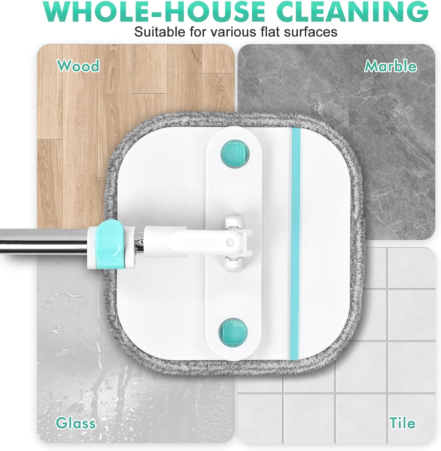 Upgraded Spin Mop and Bucket Self-Standing Mop Bucket Separate Dirty and Clean Water System Self Wringing 360° Rotating Clean Mop and Bucket Set with14Pads Mop-Blue