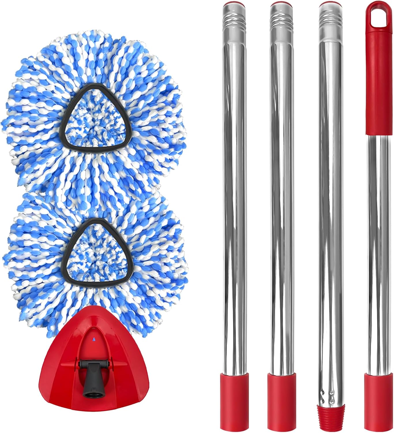 Nuorest Spin Mop Replacement Set for O-Ceda EasyWring 1-Tank System, Includes 2 Mop Head Replacement, 1 Mop Handle (30-58in Adjustable 4-Section Pole), 1 Spin Base