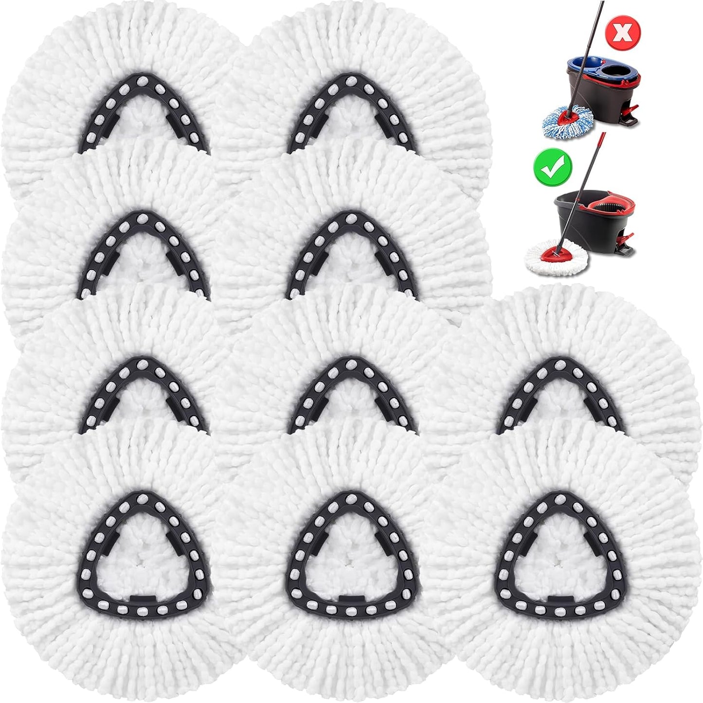 Spin Mop Replacement Head 4 Pack Mop Refill Compatible with Ocedar Triangle Swivel Mops Microfiber Swivel Mop Refill,Deep Clean,Machine Washable and Easy to Replace