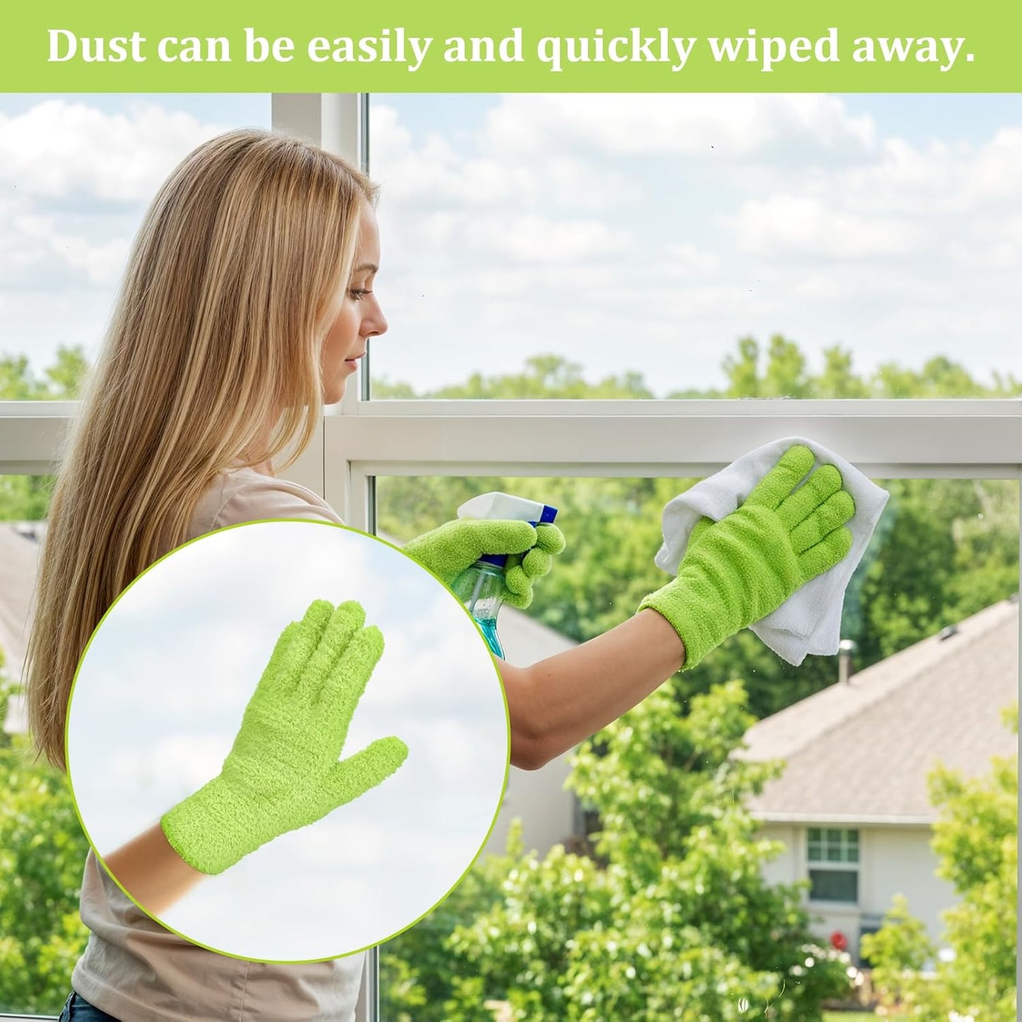 Abeillo Microfiber Gloves for Plants Dusting Cleaning, Reusable Washable Cleaning Gloves Mittens House Cars Blinds Dusting