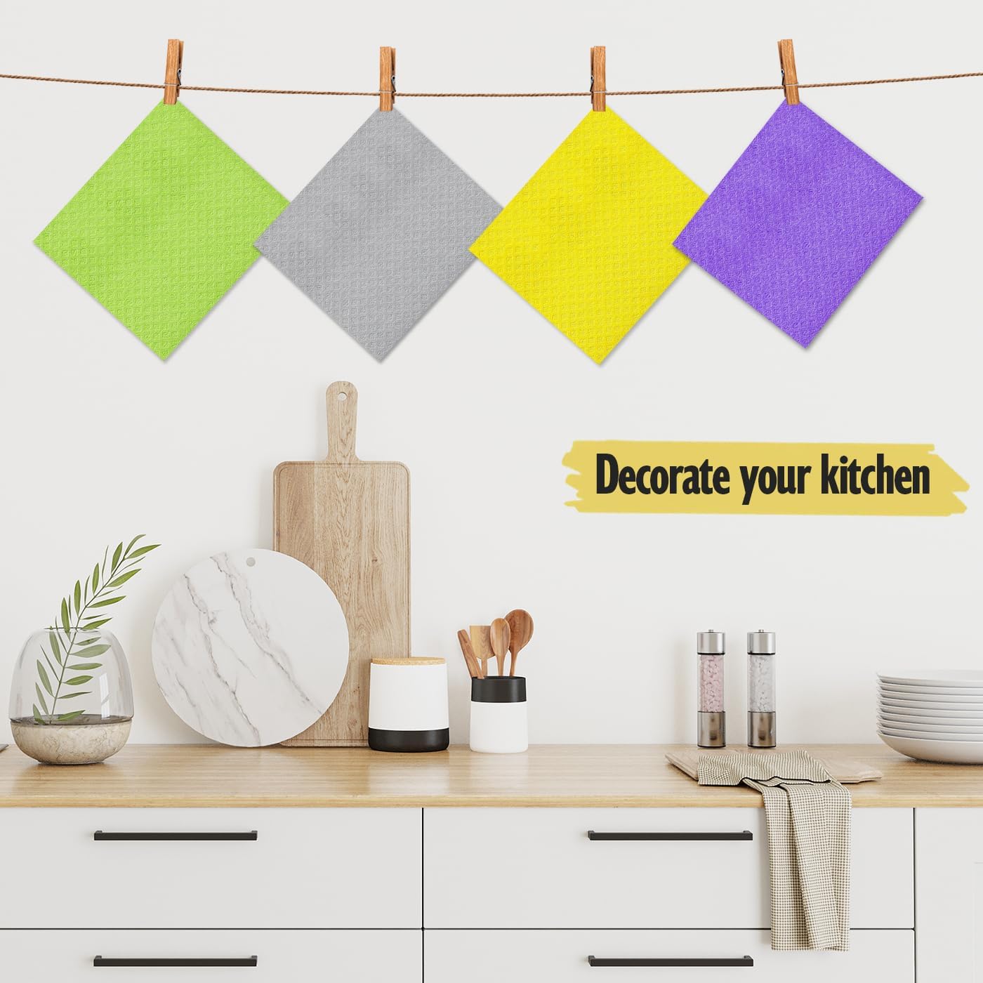 MoLKENE Swedish Dish Cloths - 10 Pack Reusable Kitchen Dishcloths - Ultra Absorbent Dish Towels for Washing Dishes - Cellulose Sponge Cloth Cleaning Rag - Assorted
