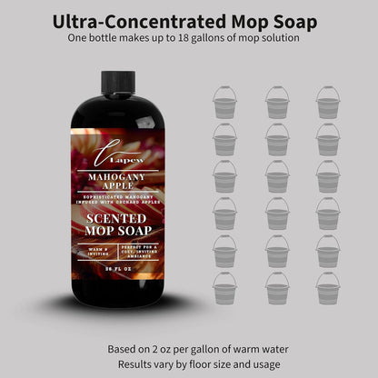 Lapew Santal Scented Mop Soap - Luxury Floor Cleaner Concentrate for Mopping Tile, Laminate, Vinyl & Hardwood | Streak-Free, Low-Foam | 36 oz - Colors A